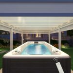 4X8-white-color Pergola-with-motorised-blinds-for-Swimspas