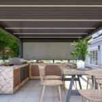 Grey-Pergola-M8-sized-4m-x-6m-with-Grey-Blind-for-outdoor-kitchen